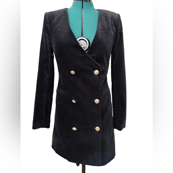 EUC Good American Velvet Double Breasted Boss Blazer Dress Size 2 - Picture 2 of 16